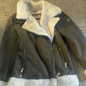 Michael Kors Brown and Cream Leather Jacket